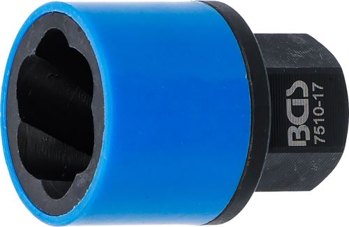 Nástrčná hlavice se spirálovým profilem / šroubovák , pohon vnější šestihran 17 mm , 17