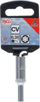 BGS Hlavice nástrčné 1/4", 4 -14 mm, prodloužené, SuperLock (2)