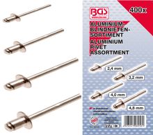 Nýty trhací, sada 400 dílů, PVC kazeta - BGS 8058 Nýty trhací, sada 400 dílů, PVC kazeta - BGS 8058