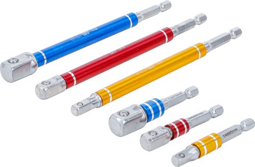 Sada adaptérů pro vrtačky, barevné, vnější šestihran 6,3 mm (1/4"), vnější šestihran 6, –