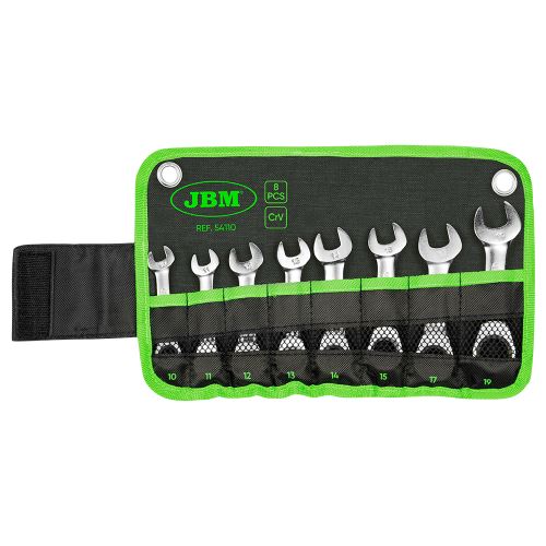 Klíče otevřené, ráčnové - sada 8 kusů - JBM 54110