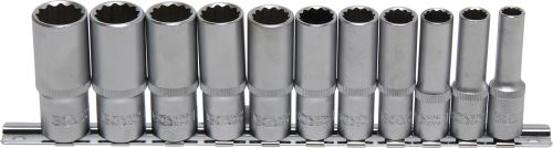 Hlavice nástrčné 3/8" 8-19 mm,12ti hranné,prodloužené, 11 dílů - BGS 5252