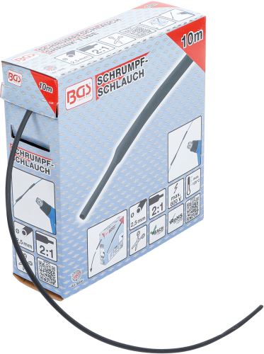 Teplem smrštitelná trubička v krabici, černá, O 2,5 mm, 10 m - BGS 6846