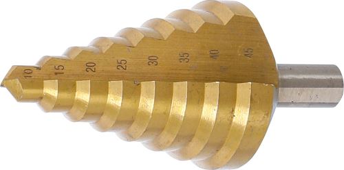 Kónický vrták,  s titanovým povrchem,  O 10 - 45 mm - BGS 74430