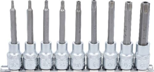 Sada nástrčných hlavic,  12,5 mm (1/2"),  T-profil (pro Torx) s otvorem,  9dílná - BGS 517