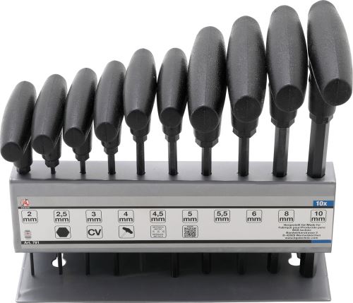 Klíče imbus 2.0 - 10,0 mm, sada 10 dílů, T rukoj. - BGS 791