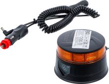 Akumulátorový otočný maják, žlutý, s magnetem, 12 V  /  24 V, O 130 mm - BGS 70343
