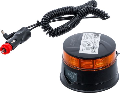 Akumulátorový otočný maják, žlutý, s magnetem, 12 V  /  24 V, O 130 mm - BGS 70343