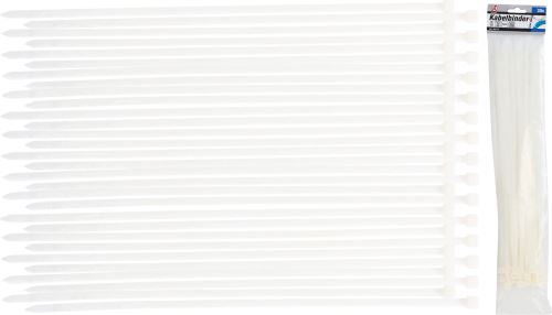 Pásky vázací, bílé, 8,0 x 400 mm, 30dílná - BGS 80774