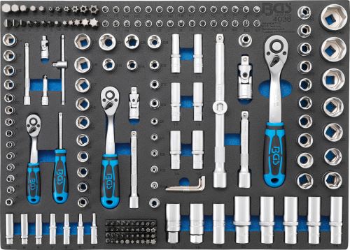 Gola sada v pěnové vložce do vozíku, hlavice, imbusy a Torx, 192 dílů – BGS 4036