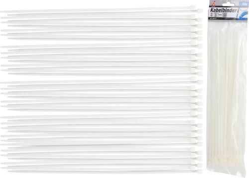 Pásky vázací souprava, bílé, 4,8 x 300 mm, 50dílná - BGS 80772