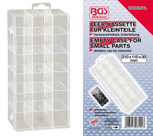 Organizér plastový - prázdný, 210 x 110 x 30 mm - BGS 8100