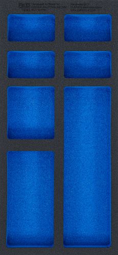 Pěnová vložka (modul) do dílenského vozíku 1/3, prázdná, 7 přihrádky , 408 x 189 x 32 mm