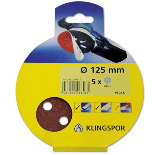 Papírové brusné kotouče se suchým zipem - FI=125 MM, -80, 5 PCS
