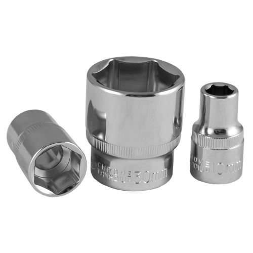 Hlavice nástrčná 1/2"  šestihranná krátká zásuvka 13 mm - pochromovaná