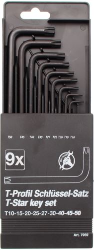 Výprodej/Sada zahnutých klíčů, T-profil (pro Torx), T10 - T50, 9dílná - BGS 7959
