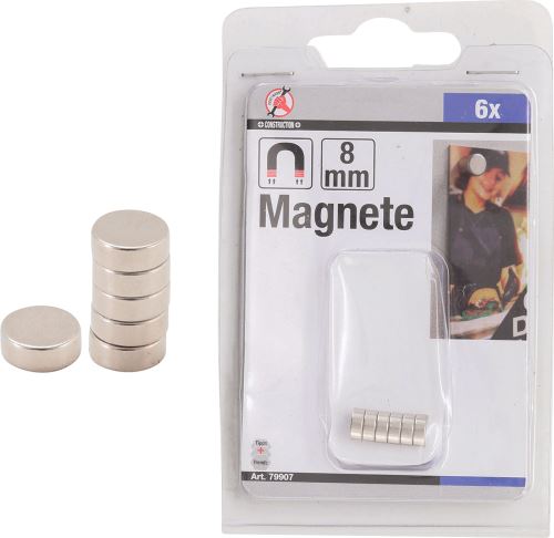 Magnety, extra silné, O 8 mm, 6 pcs. - BGS 79907