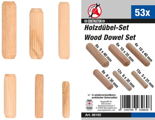 Sada dřevěných kolíků, O 5 - 10 mm, 53dílná. - BGS 88162