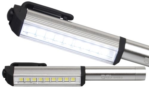 Bez obalu/Hliníková LED lampa, design tužka, s 9 LED - BGS 8493