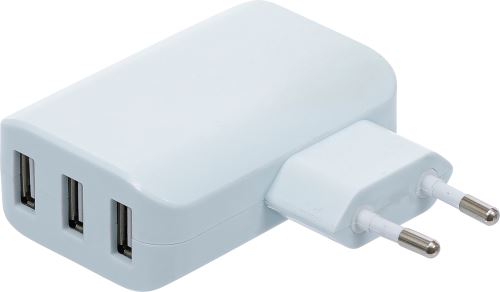 Univerzální USB nabíječka, 3 USB porty, max. 3,4 A celkem max. 2,4 A / USB, 110–240 V - BG