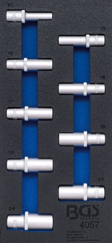 Pěnová vložka (modul) hlavice nástrčné 1/2" 10-24 mm, šestihran. prodloužené, sada 9 ks