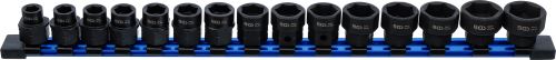 Sada nízkoprofilových rázových hlavic šestihran 1/2" 10–24 mm, 15 ks BGS 74700