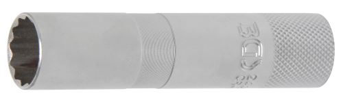 Hlavice nástrčná 3/8" 16 x 90 mm, pro zapalovací svíčky, 12ti hranná s gumou - BGS 2448