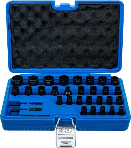 Sada nástrčných hlavic se spirálovým profilem / šroubovák, 6,3 mm (1/4") / 10 mm (3/8"), m