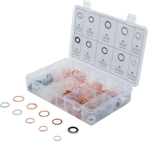 Souprava těsnicích kroužků,  měď, hliník, nylon,  250dílná - BGS 85225