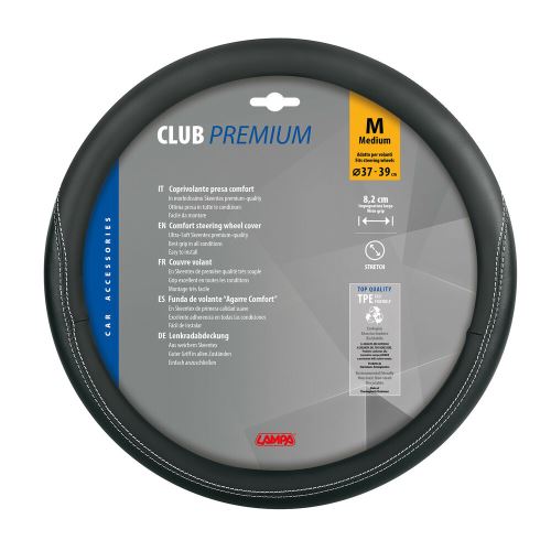 Potah volantu Club Premium M (černý, průměr 37-39cm)