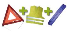 Pohotovostní sada + modrá mini taška + reflexní vesta + výstražný trojúhelník - JBM 53091