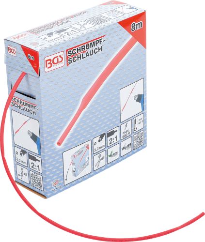 Teplem smrštitelná trubička v krabici, červená, O 3,2 mm,  8 m - BGS 6923-1