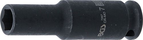 Silová nástrčná hlavice, šestihranná, prodloužená,  6,3 mm (1/4"),  7 mm