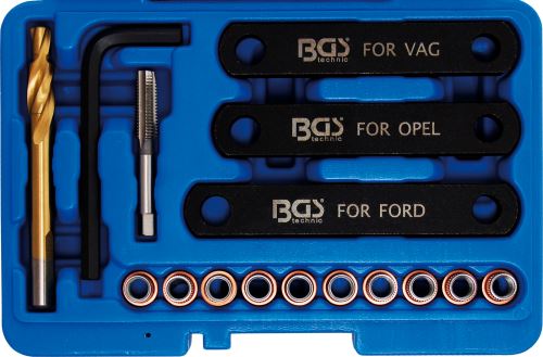 Poškozený obal/Sada pro opravu závitů brzd, M9 x 1,25 mm, 16dílná - BGS 148