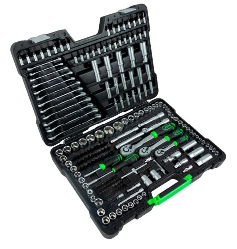 Gola sada 1/4"+3/8"+1/2", 4,0 – 32,0 mm, klíče ráčnové, 216 dílů – povrchová úprava zinek