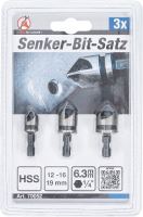 Sada zahlubovacích bitů, HSS, pohon 6,3 mm (1/4"), 12 - 16 - 19 mm, 3dílná - BGS 70052 (3)