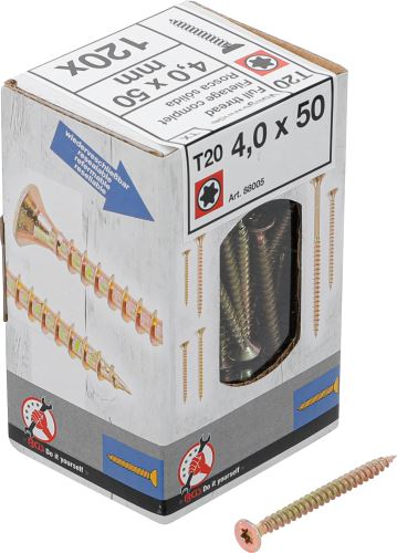 Víceúčelové šrouby, T-profil (pro Torx) T20, 4, 0 x 50 mm, 120 ks - BGS 88005