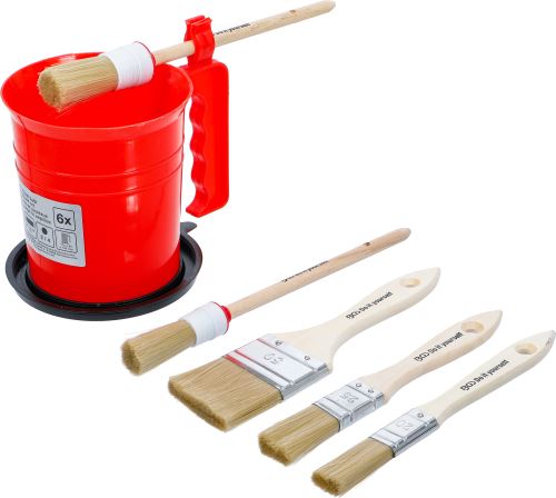 Sada štětců ploché/kulaté s kelímkem 6 ks BGS 76500