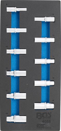 Pěnová vložka (modul) hlavice nástrčné 3/8" 8-19 mm, šestihran. prodloužené, sada 11 ks