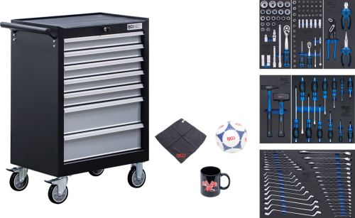Dílenský vozík, 7 zásuvek, se 129 nástroji – BGS 6065