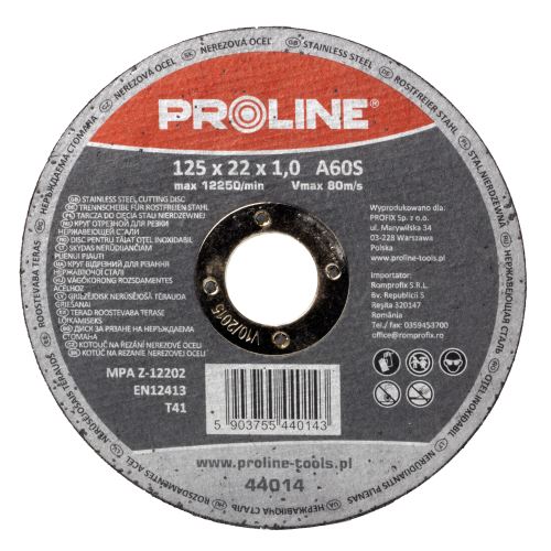 Poškozený obal/CUTTING DISC FOR STAINLESS STEEL T41, 115X1.0X22A60S PROLINE (700053)