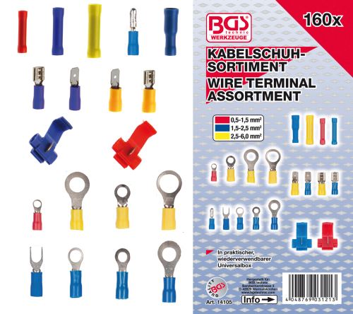 Kabelová oka, konektory, spojky, sortiment 160 dílů - BGS 14105