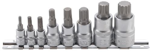 Hlavice zástrčné 1/4"+3/8"+1/2" XZN profil M4 - M16, 8 dílů - BGS 5105