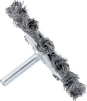 Kartáč plochý copový 75mm, dřík 6mm, ocelový drát 0,5mm - BGS 3982 (2)