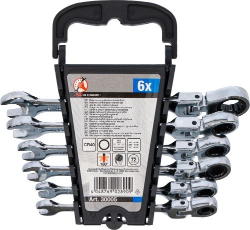 Klíče očkoploché ráčnové 1/4"-9/16", kloubové, sada 6 dílů - BGS 30005
