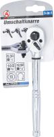 Přepínací ráčna, Masivní ocel, jemné ozubení, 3 v 1,  1/4", 3/8", 1/2" - BGS 71015 (3)