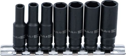 Sada silových nástrčných šestihranných hlavic, prodloužené,  6,3 mm (1/4"),  6 - 13 mm,  7