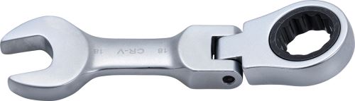 Ráčnový očkoplochý klíč, krátký, kloubový, 18 mm - BGS 6918