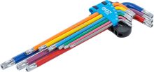 Sada zahnutých klíčů, vícebarevné, extra dlouhé, T-profil (pro Torx) s otvorem T10 - T5 Sada zahnutých klíčů, vícebarevné, extra dlouhé, T-profil (pro Torx) s otvorem T10 - T5