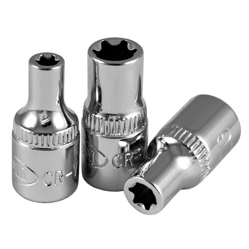 JBM Hlavice nástrčné 1/4"Torx patice E4 - E8- pochromovaná